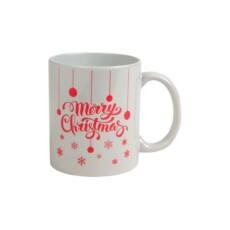 Taza de cerámica con estampación roja y diseño de navidad