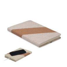 Libreta A5 con cargador inalámbrico con detalles de algodón