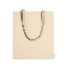 Bolsa de algodón orgánico de 120 g/m² con asas largas de 35 cm
