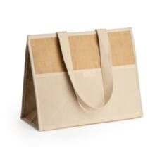 Bolsa nevera de yute laminado y algodon natural