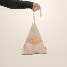 Bolsa para la fruta fabricada en algodón con cierre de cordón