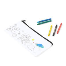 Estuche infantil con cremallera y 5 ceras para colorear