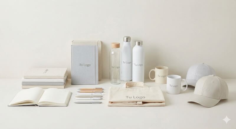 Bodegón de regalos promocionales